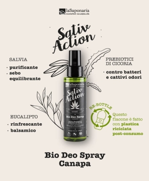 Deodorante bio con salvia, prebiotici di cicoria ed eucalipto