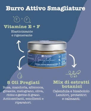 Burro con mix di estratti botanici, Vitamine E ed F e 8 oli pregiati