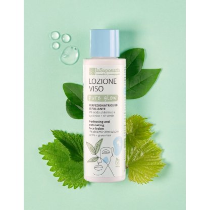 tonico esfoliante con acido shikimico e succinico, bardana, ortica e hamamelis