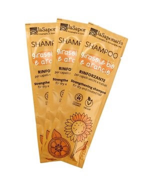 Campione Shampoo rinforzante - GIRASOLE BIO E ARANCIO (8 ml)