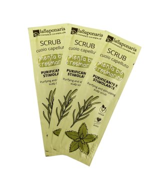 Campione Scrub cuoio capelluto detox - MENTA BIO E ROSMARINO (5 ml)