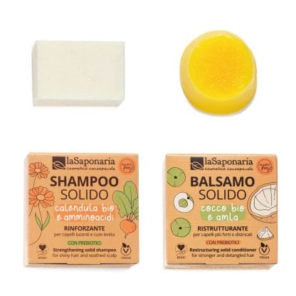 Capelli secchi o trattati - Kit Shampoo e balsamo solido