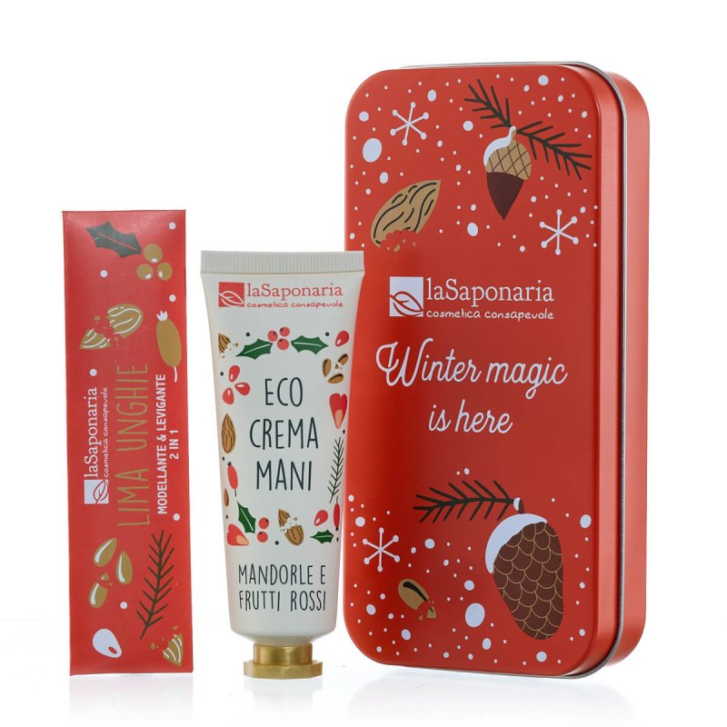 Scrigno - Crema mani Mandorle e frutti rossi + Limetta unghie Festa